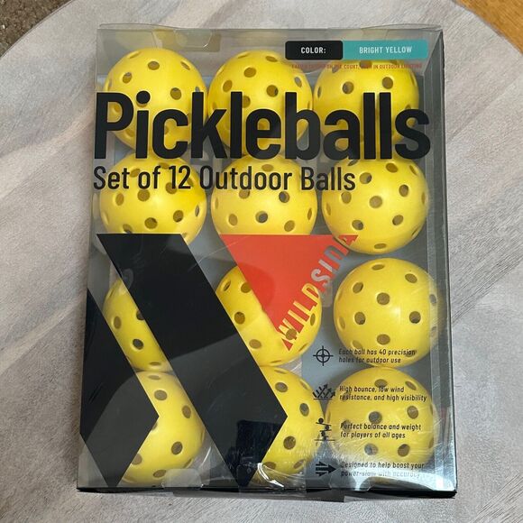 Pickleballs Set of 12 Wildside Neon Yellow 40 Hole Pickleballs Packet New - Picture 1 of 8